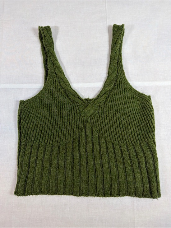 Anthropologie Tops - Anthropologie Rib Knit Crop Tank Top Green Sweater Size Medium
